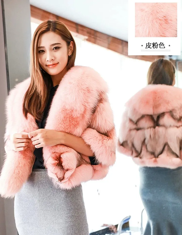 Autumn and Winter Real Fox Fur Coat Shawls Neckline Jacket Women Natural Fur Vest Shawl Short Trend Personality Lady Fur Poncho