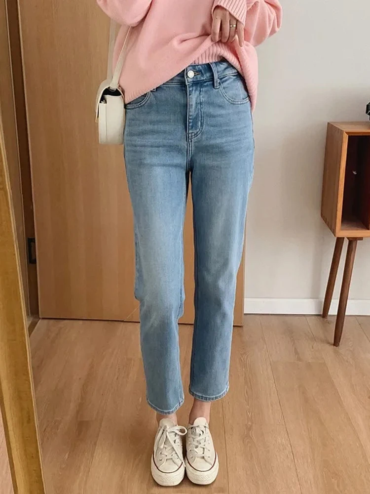 

Light Blue Jeans Women Summer 2023 High Waist Straight Leg Pants Casual Cargo Pants Jeans Pantalon Vintage Mujer Slouchy Jeans