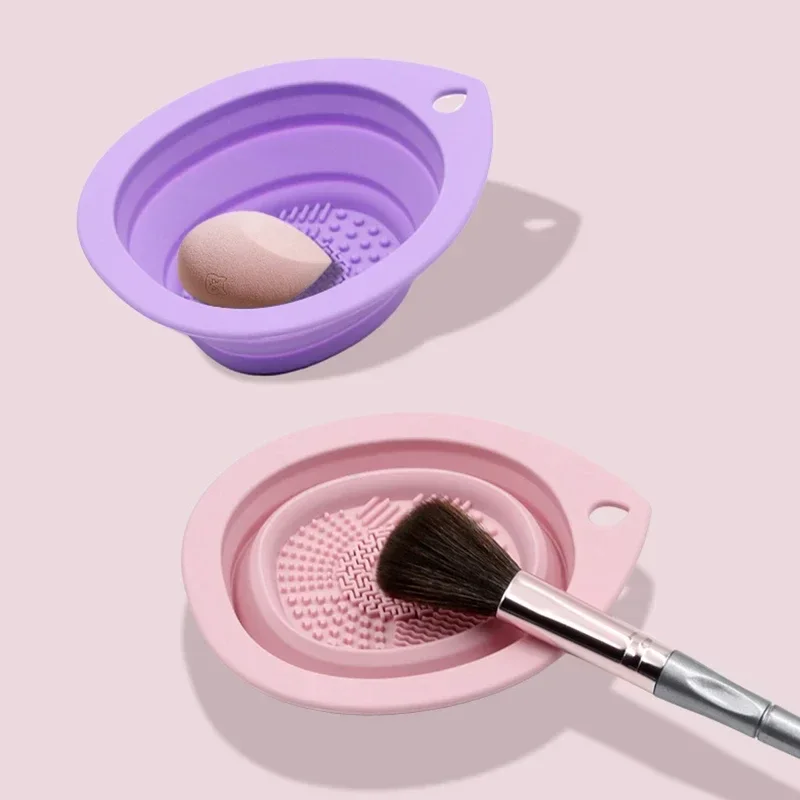 Foldable Soft Silicone Makeup Brush Scrubber Bowl Portable Washing Box for Eyeshadow Brushes Powder Puff Cosmetic Beauty Tools