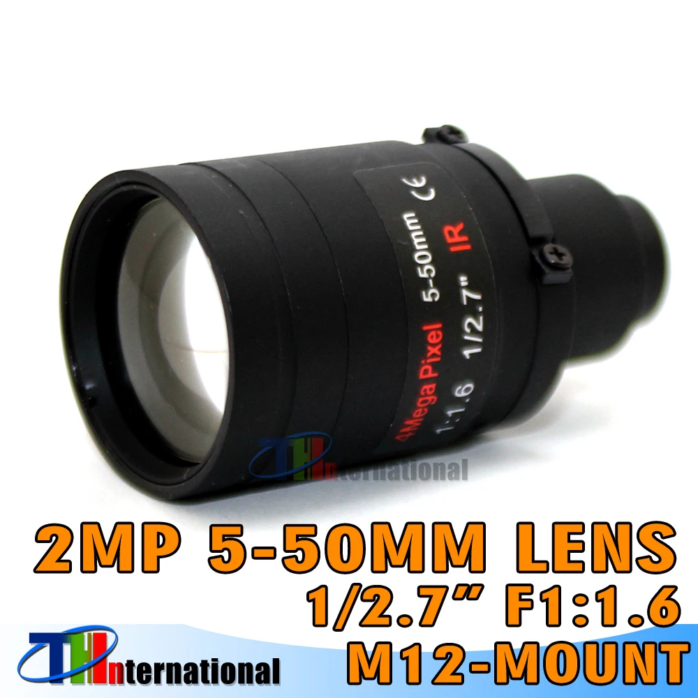 2MP Cctv Lens 5-50mm Lens M12 Mount F1.6 With 10X Zoom and Focus lens + 5MP IR CUT For AHD/IP Camera