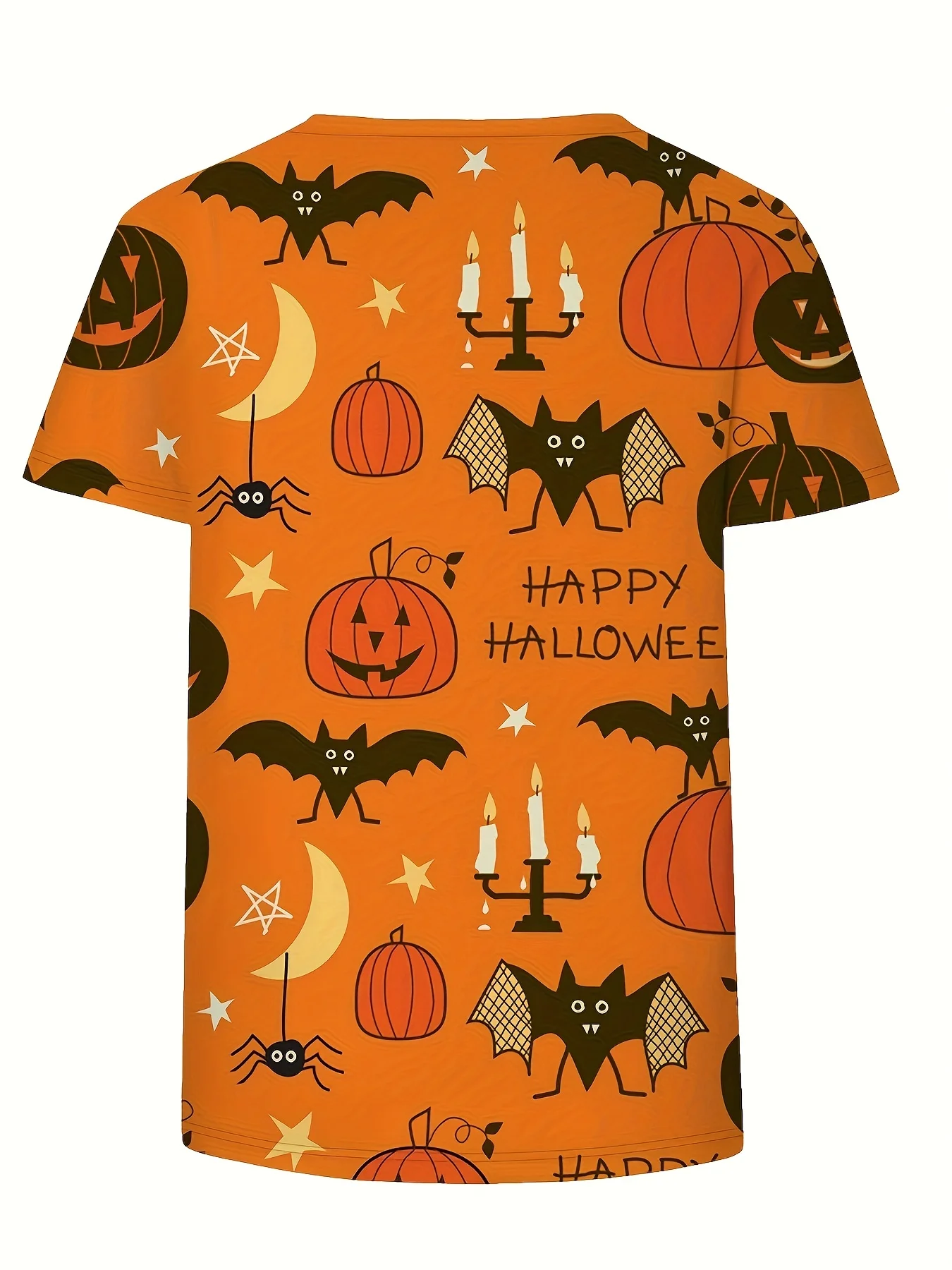 Women's T‑shirt Happy Halloween Pumpkin Bat Spider Moon All Over Print Short Sleeve Crew Neck Summer Casual Tops Women Clothing