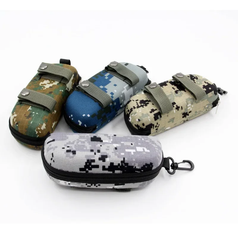 Camouflage Sunglasses Case Outdoor Portable Zipper Glasses Case Belt Sunglasses Organizer Storage Box for Outdoor Camping Hiking