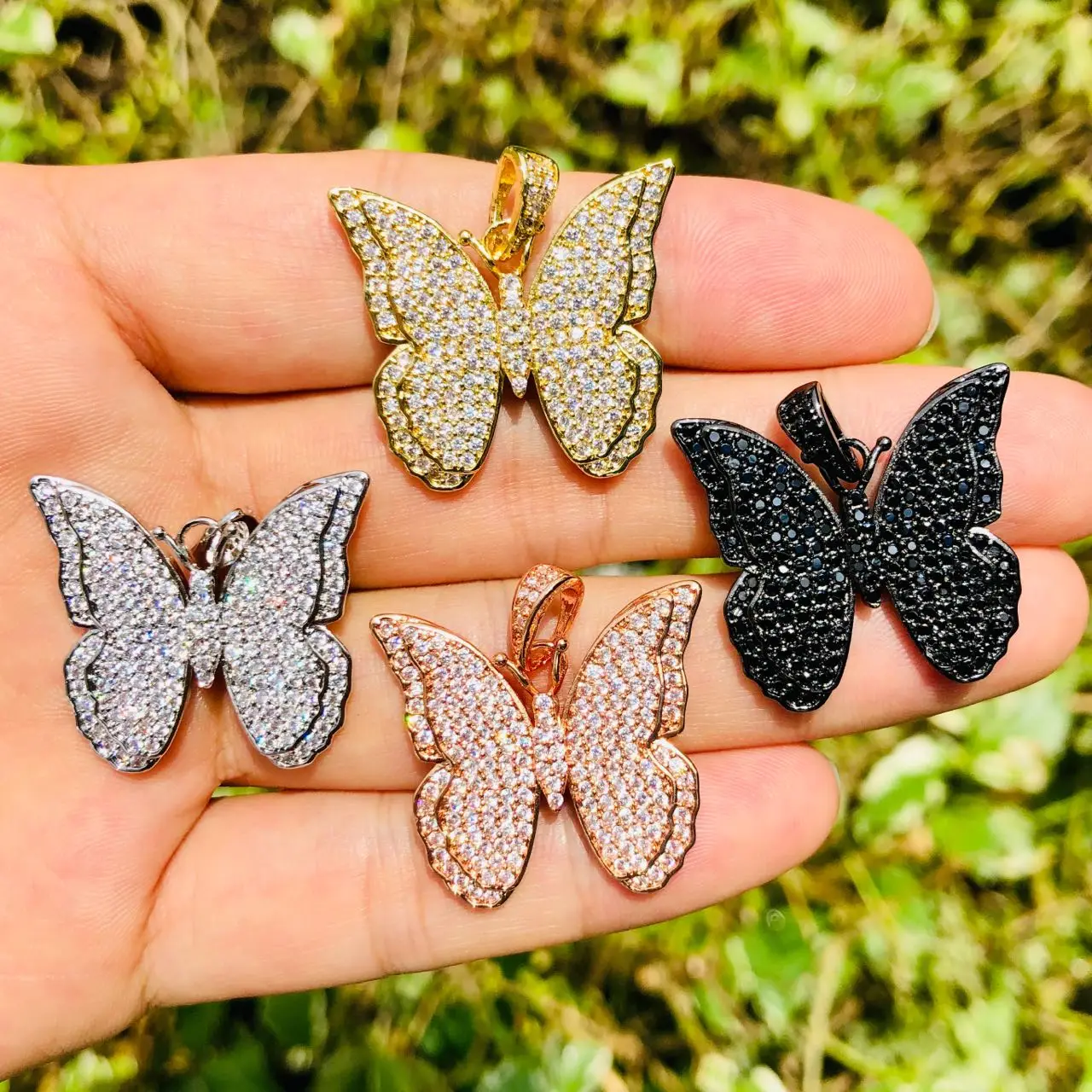 

5pcs Butterfly Charms Zirconia Paved Gold Color Plated for Handmade Jewelry Necklace Bracelets Accessories