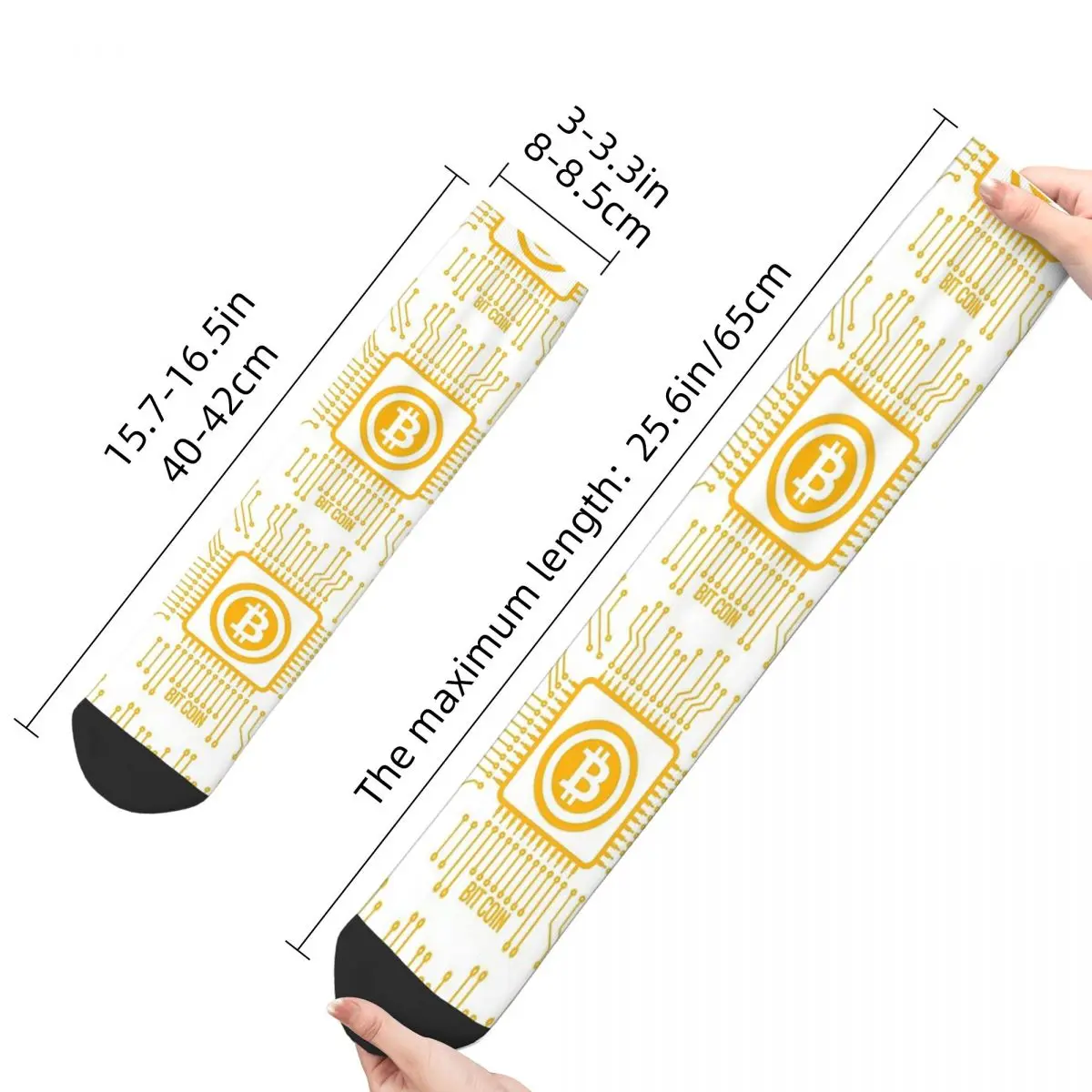 Vintage CPU Miner Scarf Men's Socks Bitcoin Virtual Currency Unisex Harajuku Pattern Printed Funny Crew Sock Gift