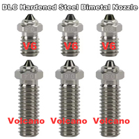 V6 Bimetal Nozzle DLC Hardened Steel Bi-metal Volcano Nozzles High Temperature Wear Resistant E3D V6 Volcano 3D Printer Hotend