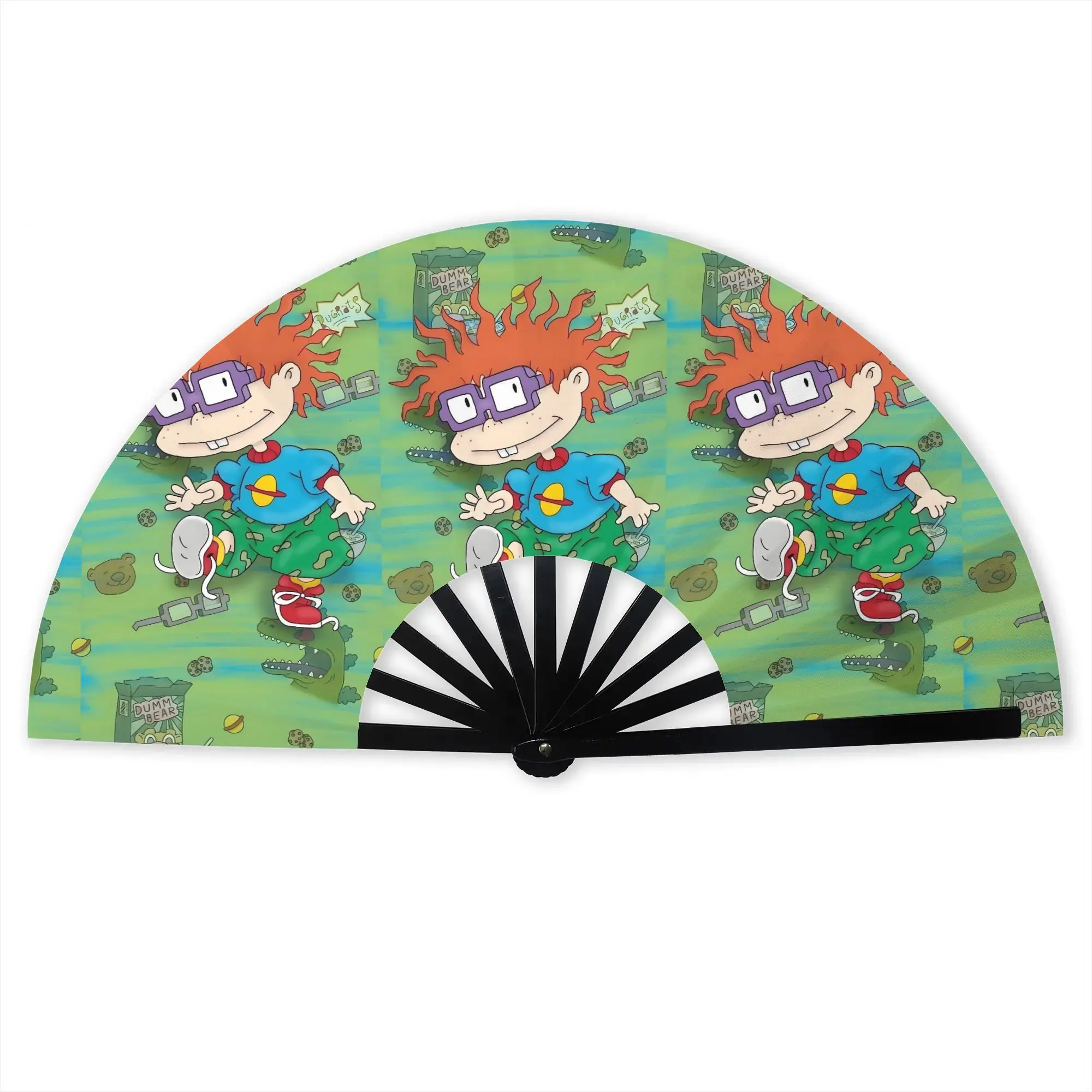 Animation R-Rugrats  Folding Hand Fan Chuckie Finster Polyester Fabric Fan Funny Summer Accessory Decorative Fans