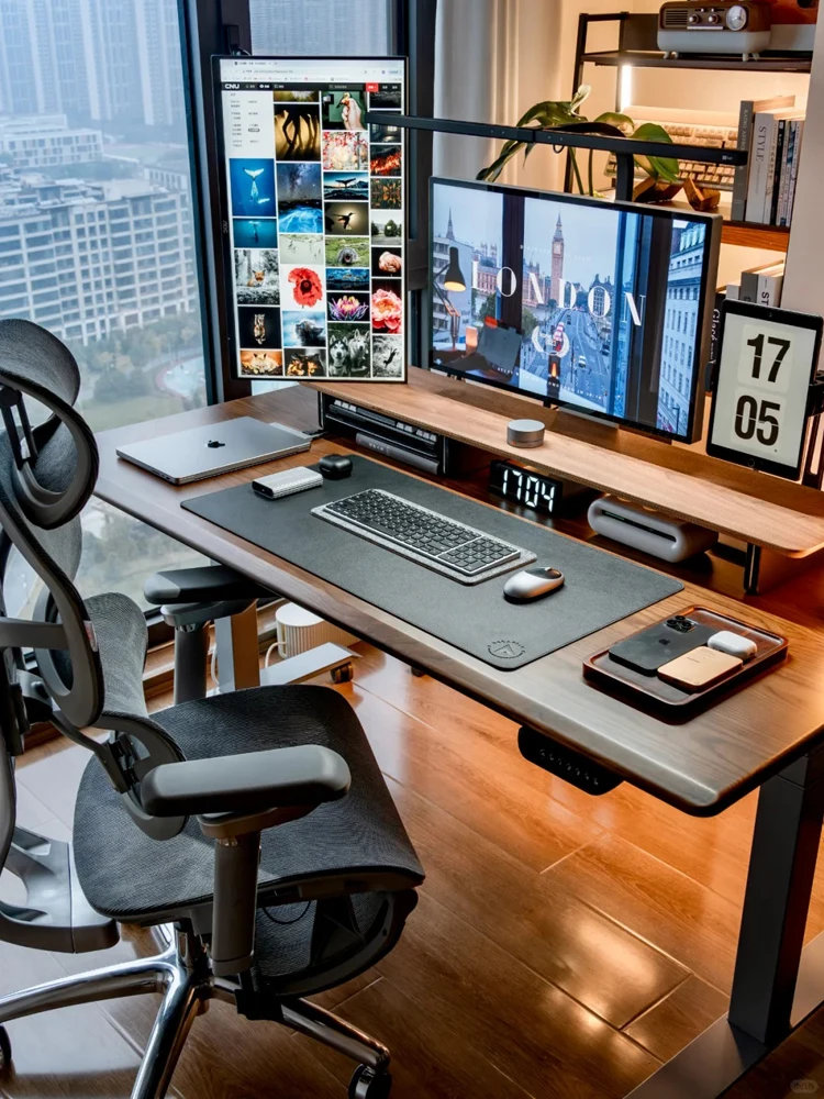 

Solid wood electric lifting table computer desktop table household desk long table double e-sports large board desk