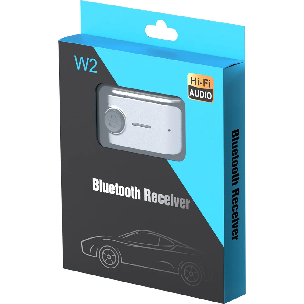 W2 Hands-Free Bluetooth 5.3 Receiver Wireless Adapter 3.5mm AUX for Car Speaker Headset Audio Music Receiver  Adapter