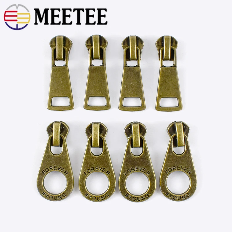 

5Pcs Meetee 5# Metal Zippers Head Retro Bronze Zipper Slider for Jacket Handbags Zip Repair Kits DIY Garment Sewing Accessories