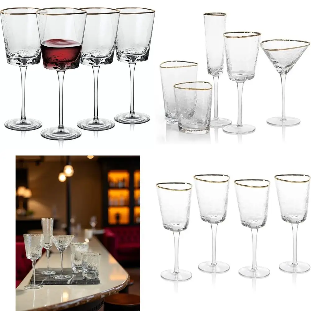 

Набор треугольных стеклянных посуды Amalfi Style с золотыми ободками — бокалы для вина из 4 предметов