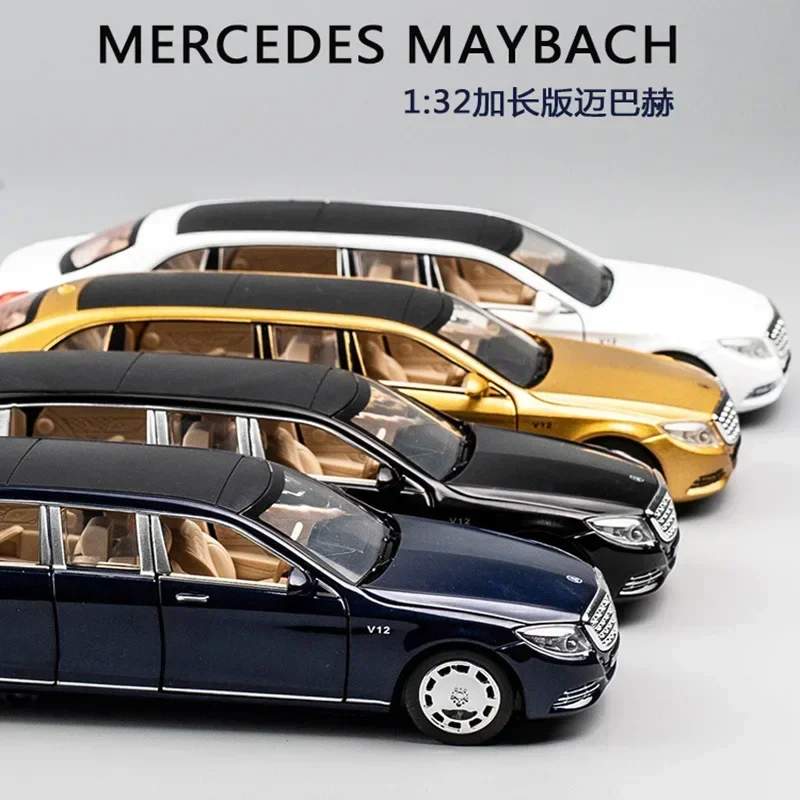 1:32 Mercedes Benz Maybach S650 Extended version Diecast Metal Alloy Model car Sound Light Collection Kids Toy Gifts A85