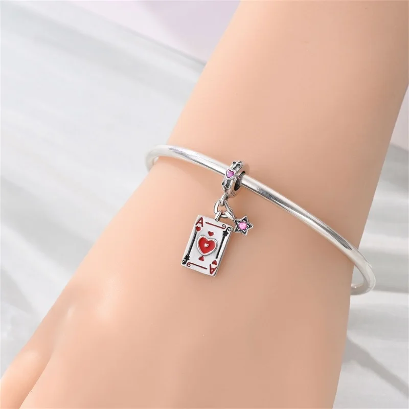 925 Sterling Silver Ace Of Hearts Charms Pendant Fit Original Bracelet DIY Women Party Jewelry Gift