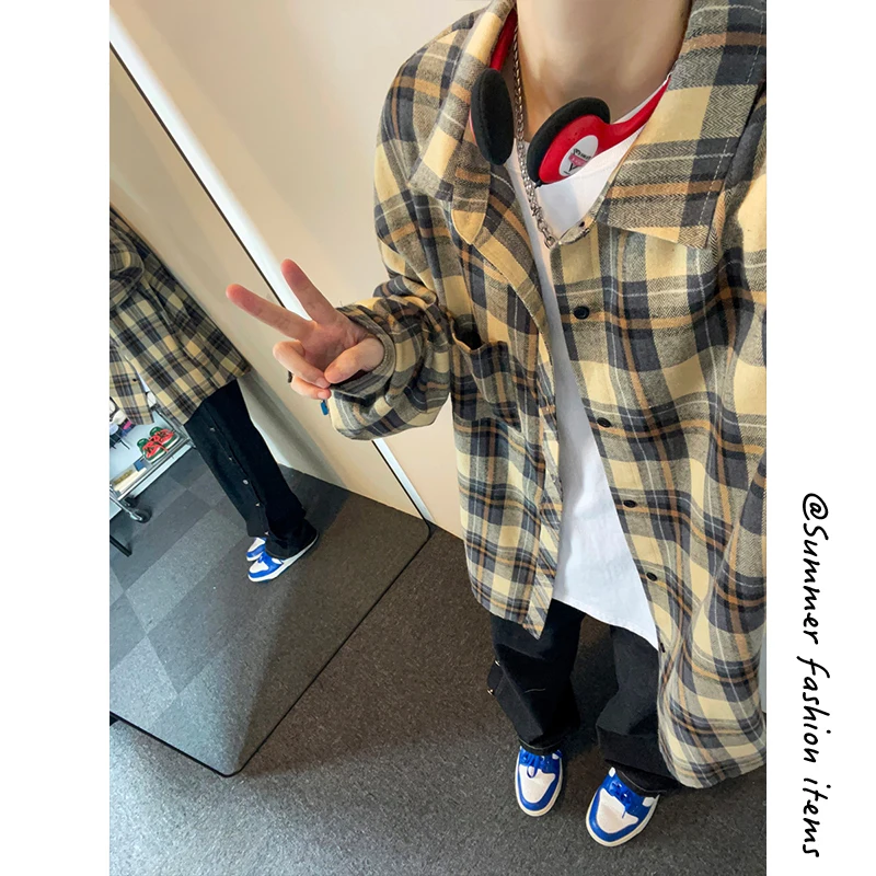 

Мужская длинная све в американском стиле в стиле ретро, свободная повседневная универсальная одежда для пар, открытый кардиган, цветная верхняя одежда Blo