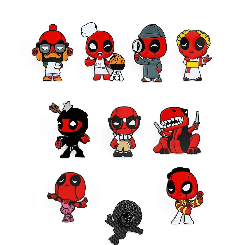 

1-9Pcs Disney Deadpool Superheroes Enamel Pin Brooches For Lapel Pins Badge on Backpack Kids Clothes Accessories Fashion Gifts