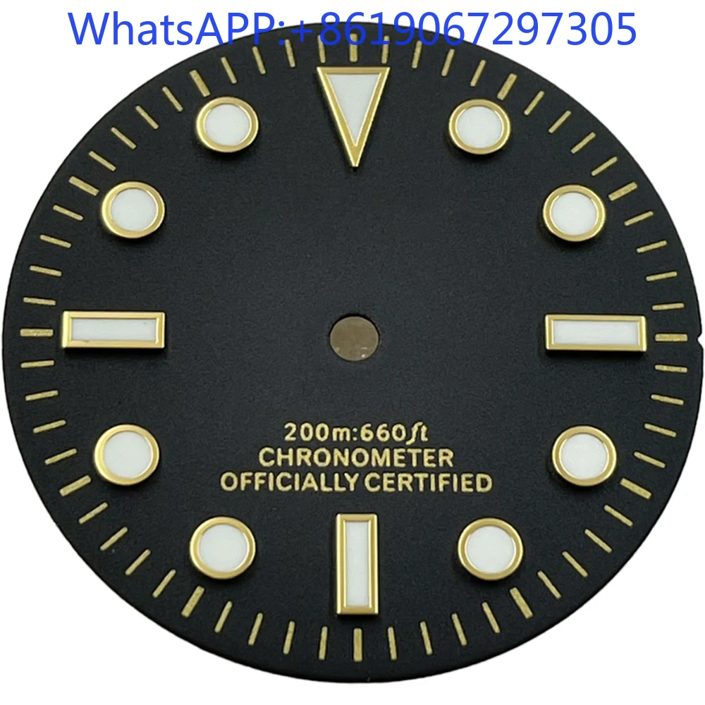 

Classic Black Matte No Date Watch Dial Suitable for NH35/36 Automatic Movement Blue lume Chronometer nh35 case Mod Parts