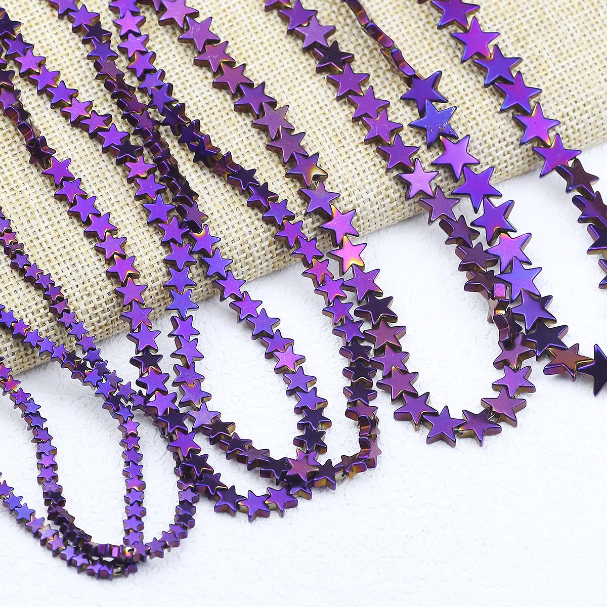 4/6/8/10mm Purple Five-pointed Star Hematite Natural Stone Loose Spacer Beads For Jewelry Making DIY Bracelets Necklaces 15''