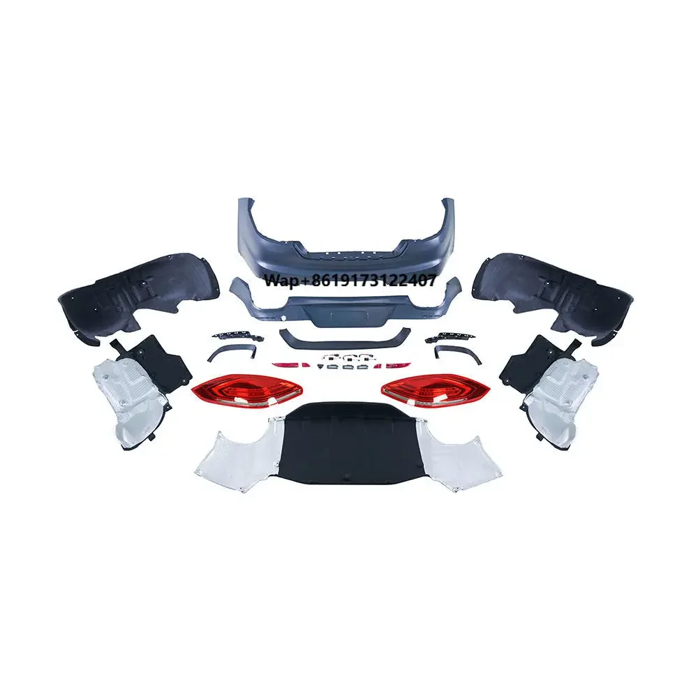 New PP Material Rear Bumper Assembly Red Taillights Rear Guard Kit for for 2010-2016 Upgrade Bolt-On Installation