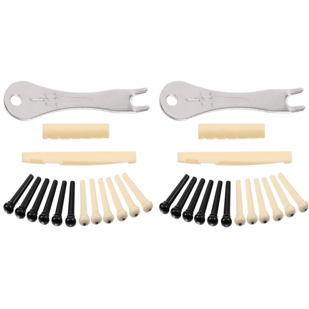 24PCS Convenient Acoustic Guitar Guitar Bridge Pins Metal+Metal White+Black Guitar Bridge Saddle Bridge Pin Puller For Guitar