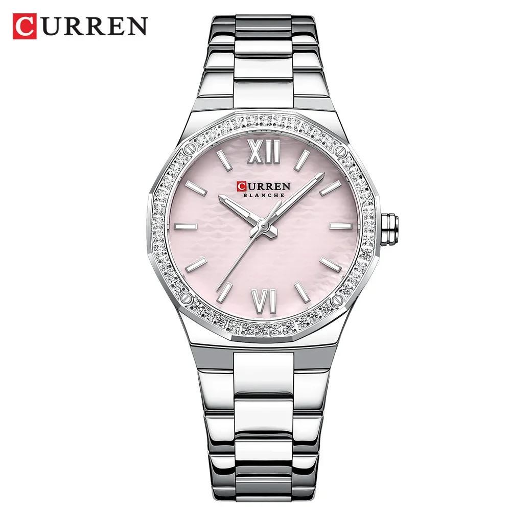 Damenuhr CURREN 2025, romantisches Luxus-Zifferblatt mit Strasssteinen, Edelstahlband, schlanke Armbanduhr für Damen, wasserdicht 7