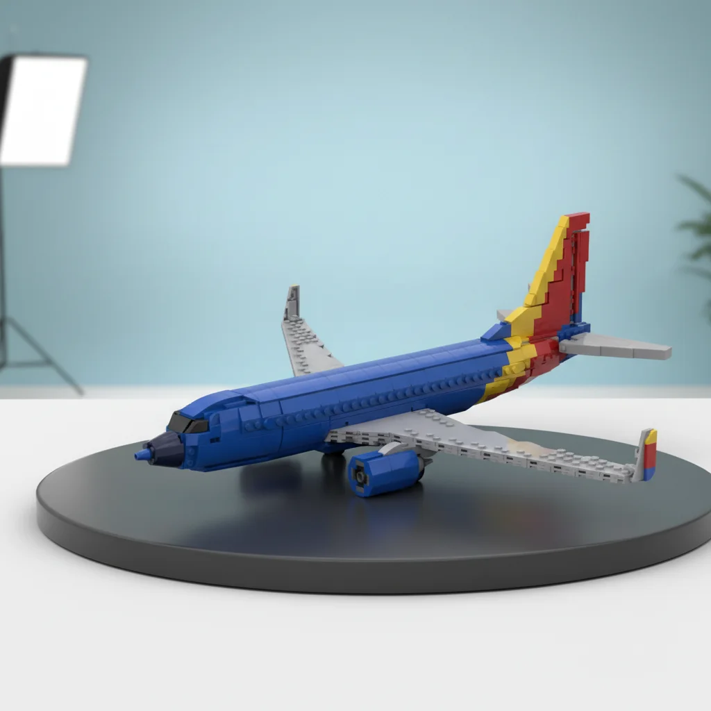 

Creative MOC Building Blocks Airplane Model Blue Passenger Plane Toy Educational DIY Aircraft Gift Home Decor Display for Kids &