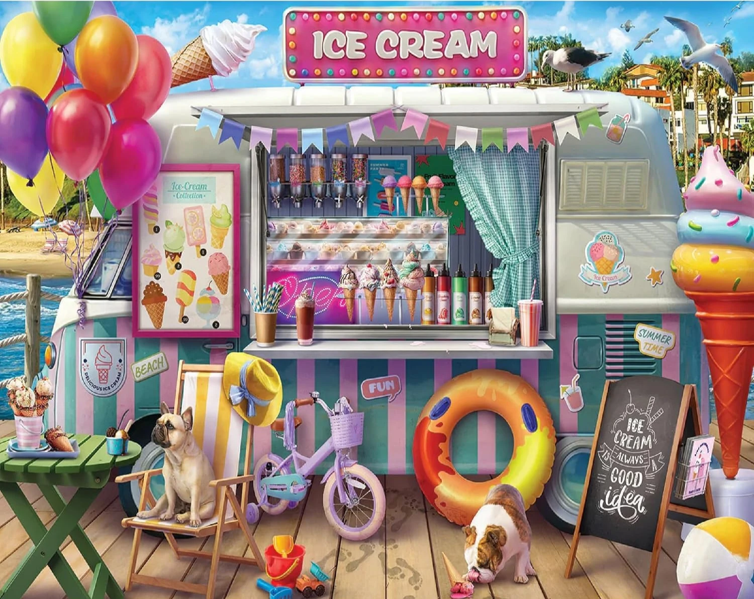 

Ice Cream Van Jigsaw Puzzles 120/300/500/1000 Pieces for Adults Challenging Puzzles Gift Game Toy Nights Fun Birthday Gift