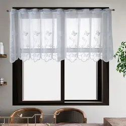 White Tulle Window Drape Modern Window Curtain Valance Short Half Curtains for Cabinet Door Bedroom Room Decor Cortinas Cortas