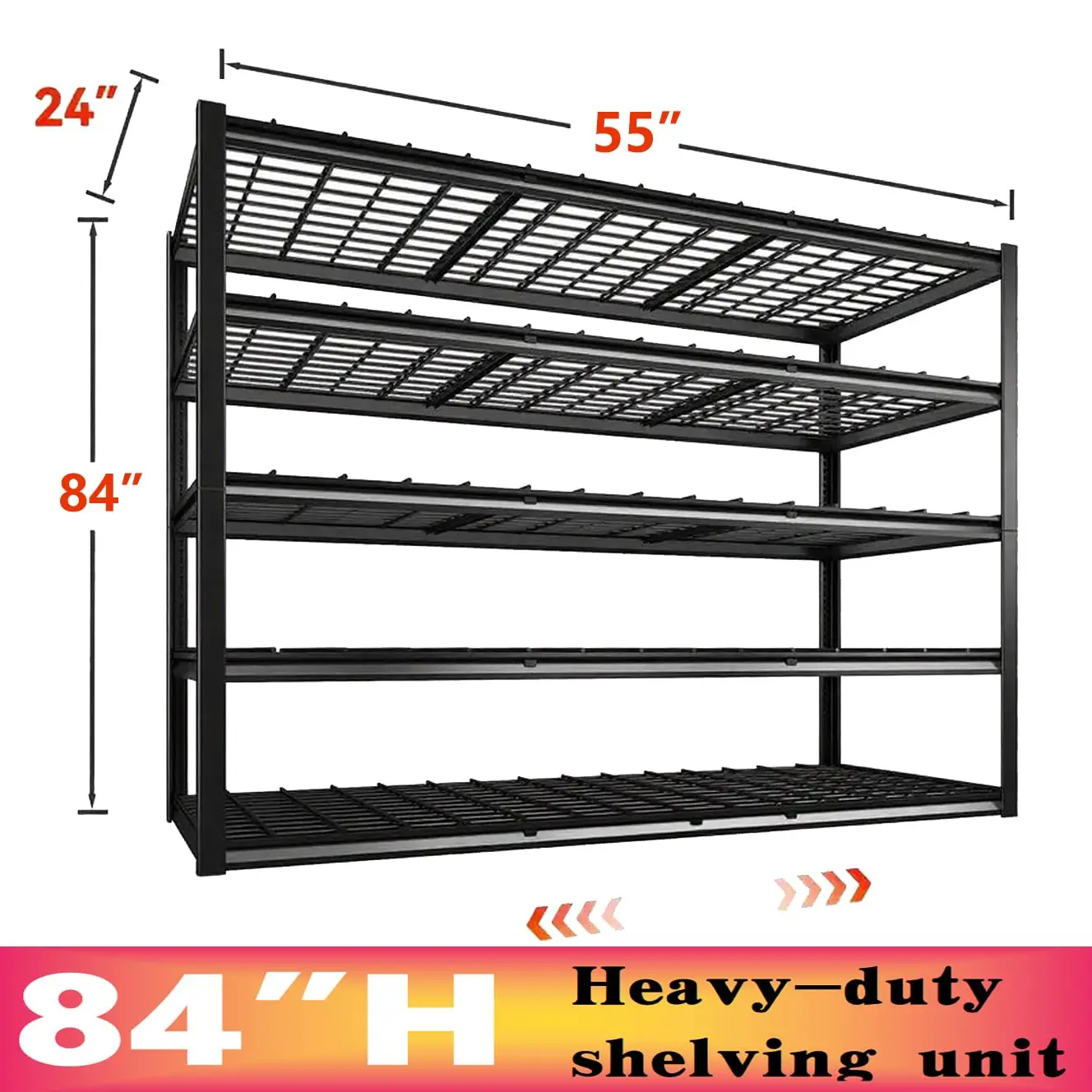 Heavy Duty Adjustable Metal Storage Shelf Unit for Garage Shop Warehouse Basement 5T 84x55x24, Customized