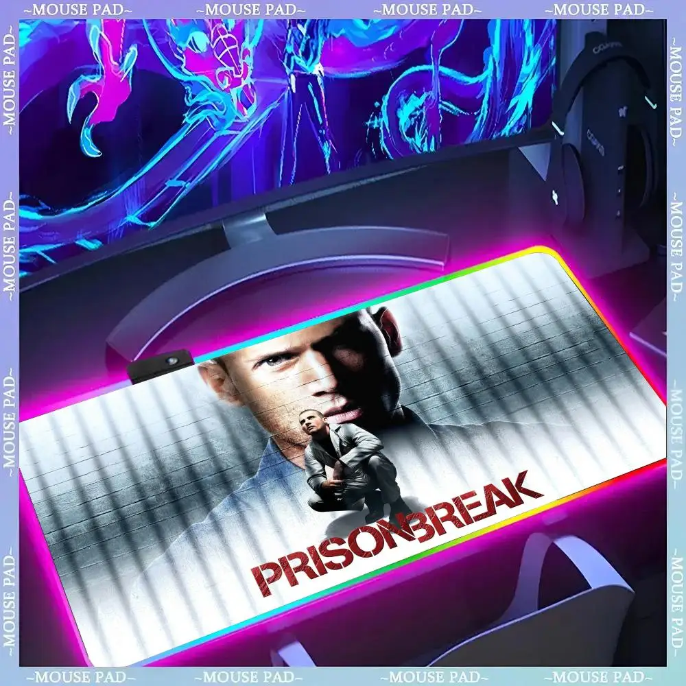 

Prison Break TV Series Mouse Pad Gamer Luminescence Led Mouse Pad Gaming Table Rgb Deskmat Keyboard Pc Mousepad