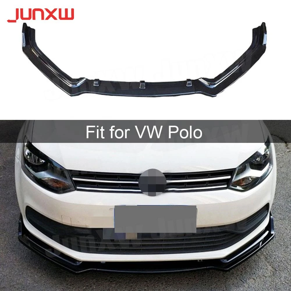 

ABS Front Bumper Lip Spoiler Splitters For Volkswagen VW Polo 2014-2018 Not For GTI Chin impact Shovel Lip Guard Car Styling