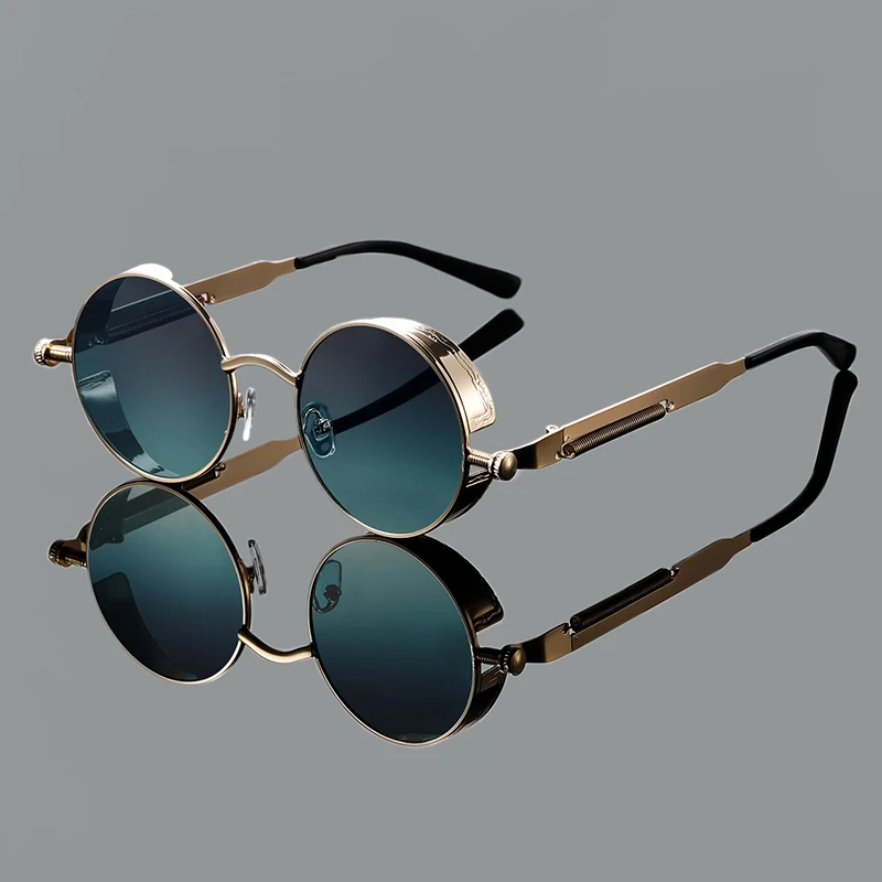 KAMMPT okrągłe punkowe okulary przeciwsłoneczne męskie moda Vintage wielokolorowe gradientowe okulary przeciwsłoneczne modne klasyczne luksusowe marki designerskie odcienie