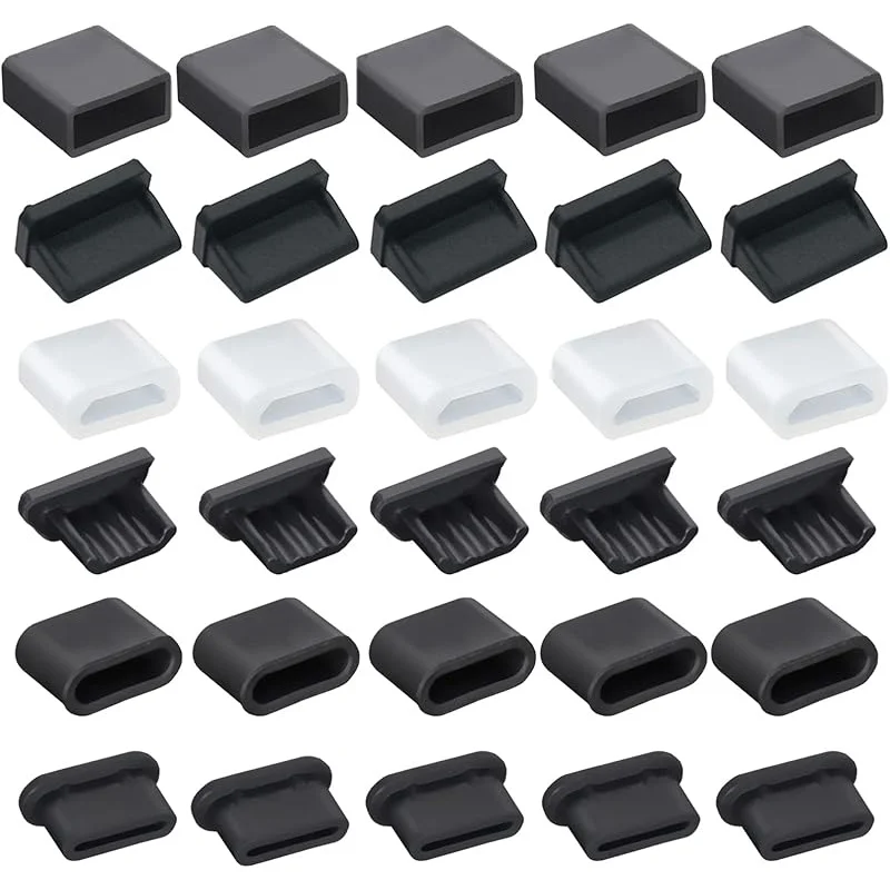 

Multi-Type USB Anti Dust Plugs, Silicone Port Covers for USB C, Micro USB, USB A, Compatible with iPhone Samsung Android Devices