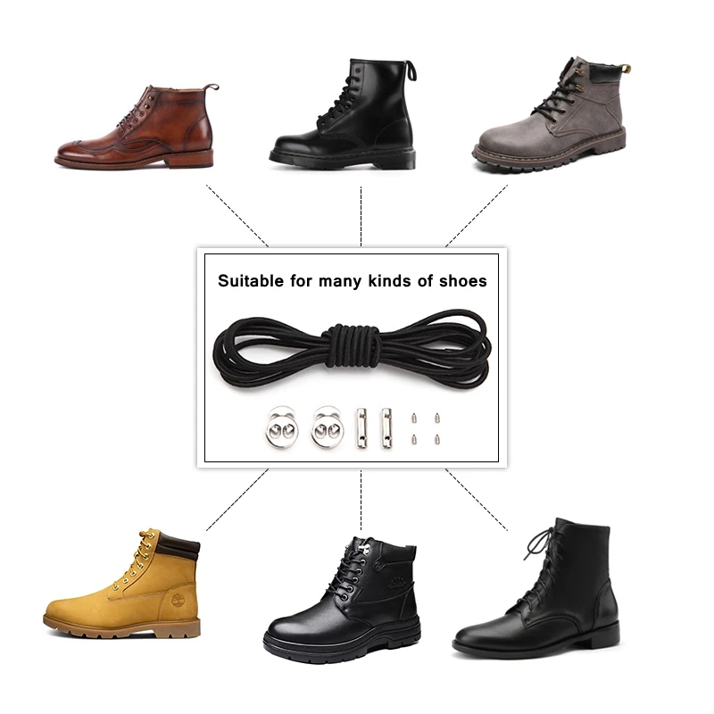 Metal Spring Buckle Shoelace Elastic Round No Tie Shoelaces Kids Adult Quick Lock Shoe Lace Sneakers Lazy Laces Strings 1Pair