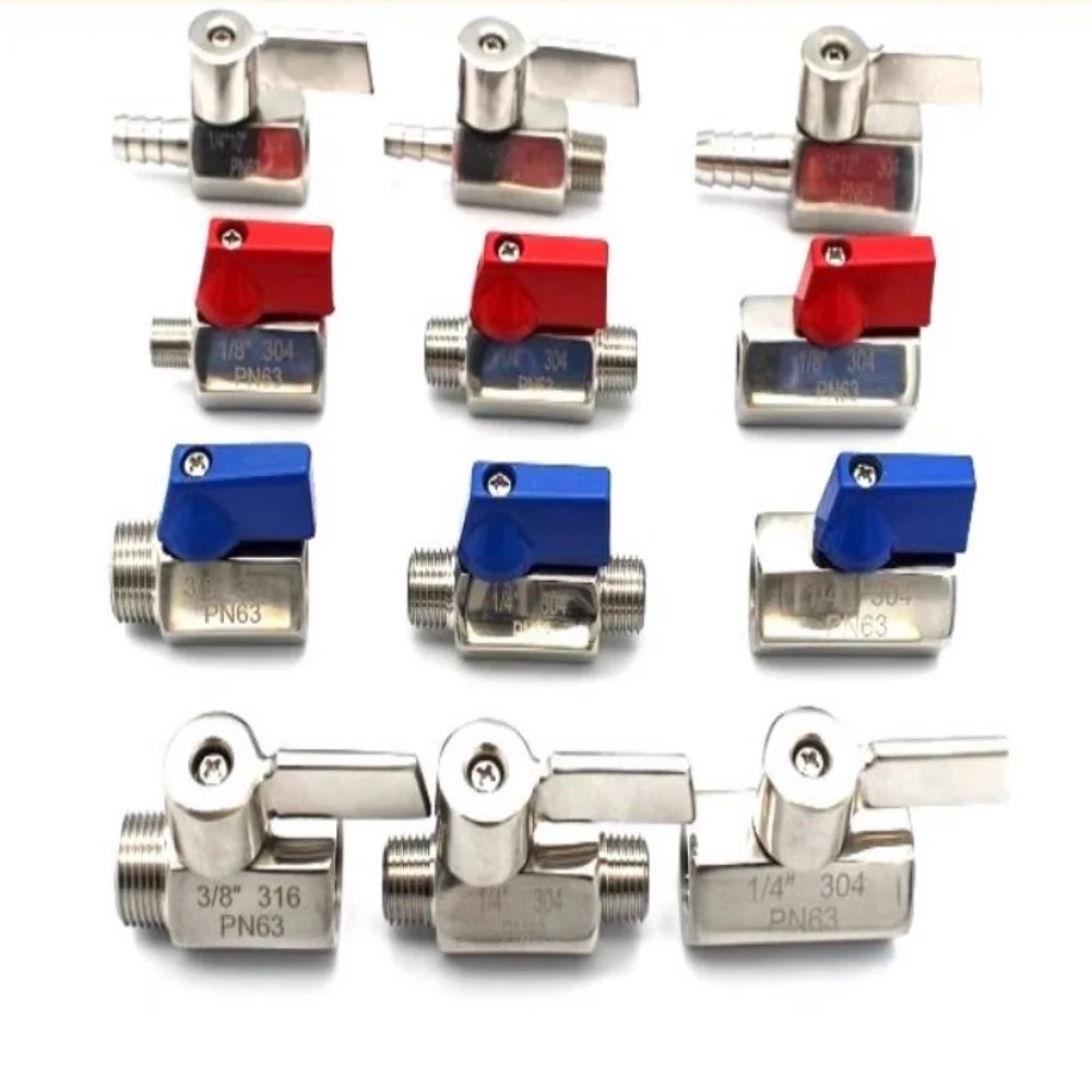 Female and Male Threaded Ball Valve ,1/2/3/4 / 6 minutes Inner and Outer Thread Valve 304/316 Stainless Steel Mini Ball Valve