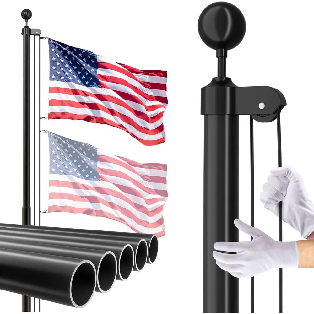 

14 Gauge Flag Pole for Outside In Ground - 20 FT Heavy Duty Flagpole Kit for Yard - Extra Thick Outdoor Flag Poles with 3x5