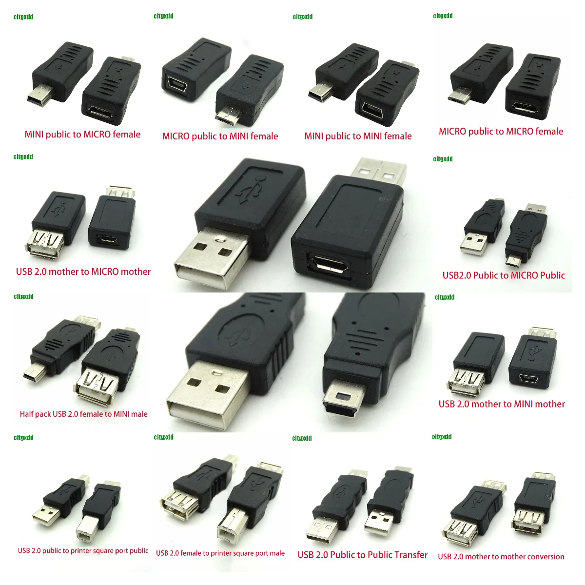 Cltgxdd USB 2.0 Adapter Adapter Mini 5P To A Male Female Micro To USB Android Data Side T Port Converter Selector Connector