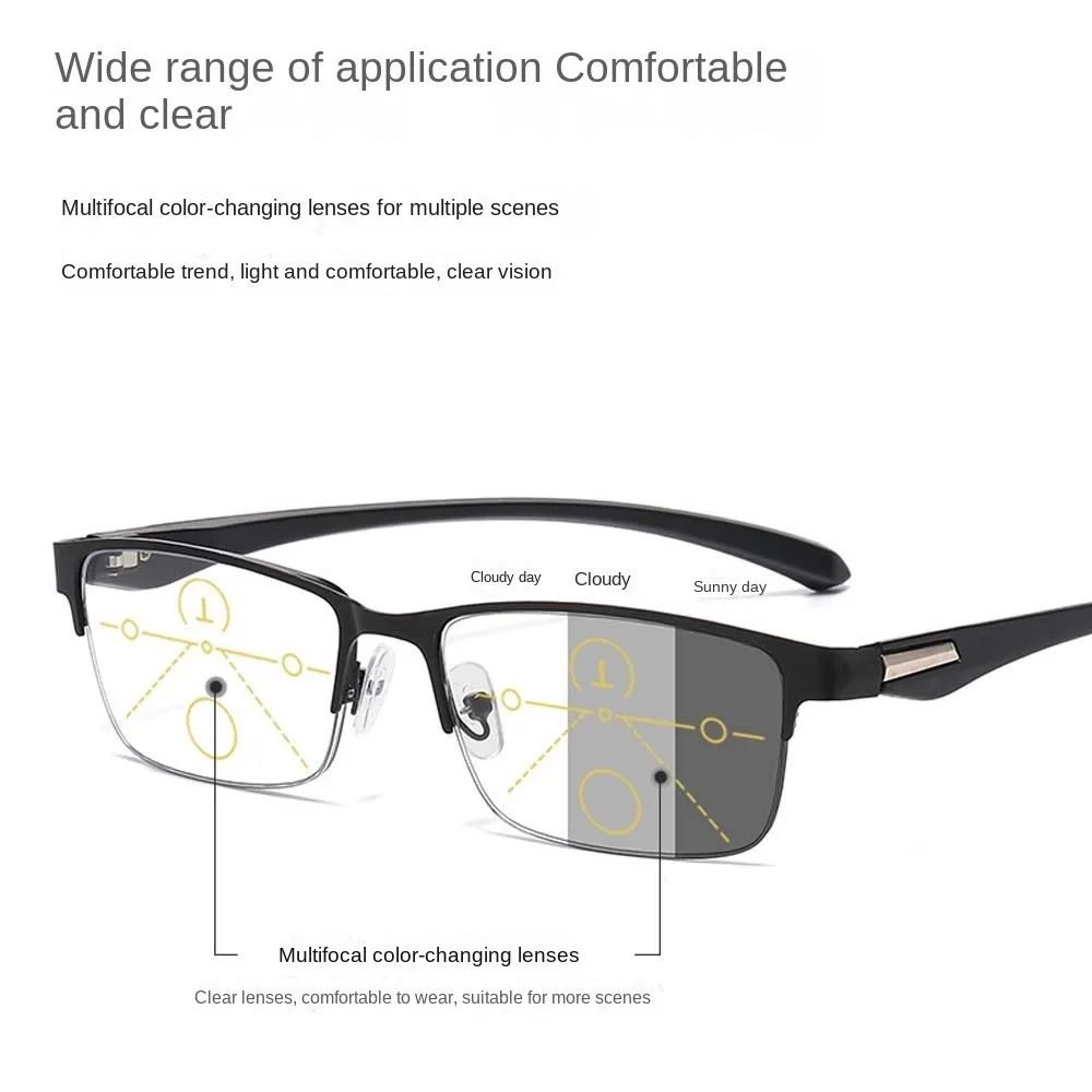 

Transparent Anti Blu-ray Glasses Alloy Plastic Half-frame Business Glasses Decorative PC Photochromic Sunglasses Students
