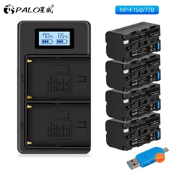 PALO NP-F750 NP-F770 NP F750 NP F770 Bateria Akku + Carregador USB LCD para Sony NP F970 F960 F550 F570 F750 QM91D CCD-RV100 TRU47E