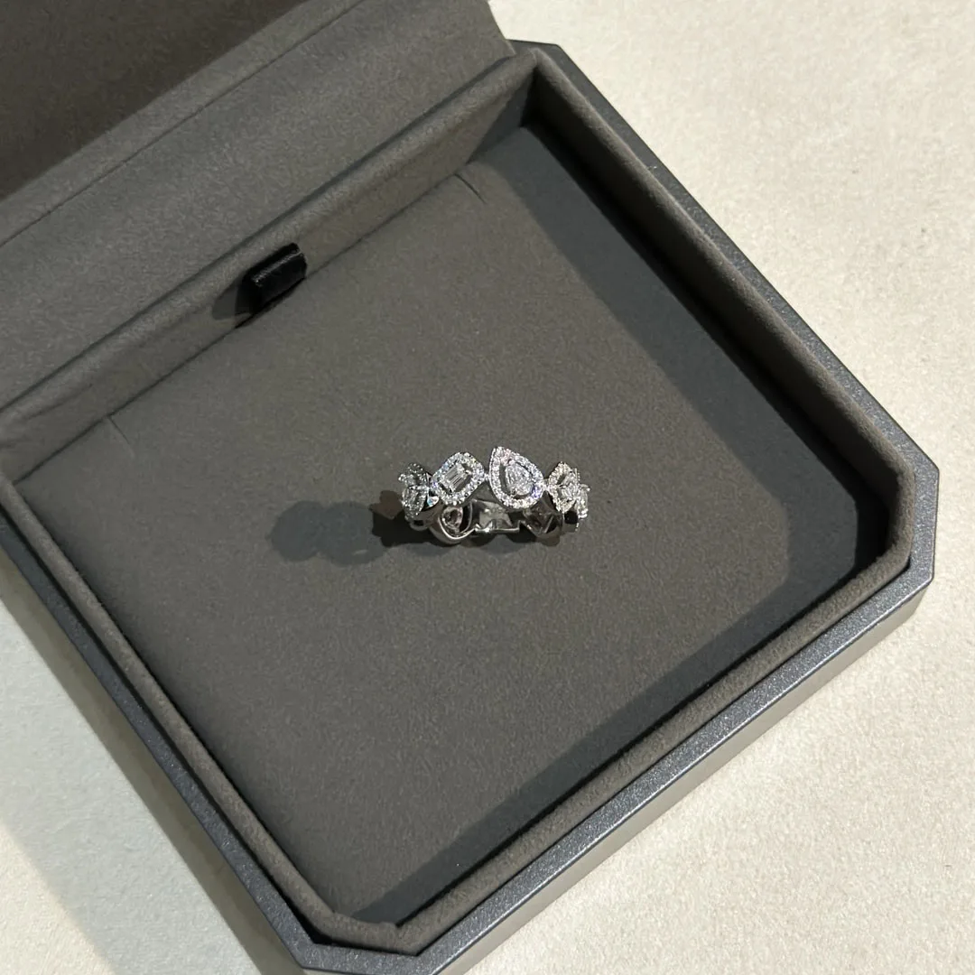 Prachtige 925 sterling zilveren onregelmatige diamanten ingelegde sieraden ambachtelijke ring. Mode Damesfestivalcadeaus