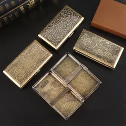 Retro Antiqued Bronze Cigarette Case 20 Sticks Capacity Cigarette Box Metal Cigarette Bag Outdoor Cigarette Storage