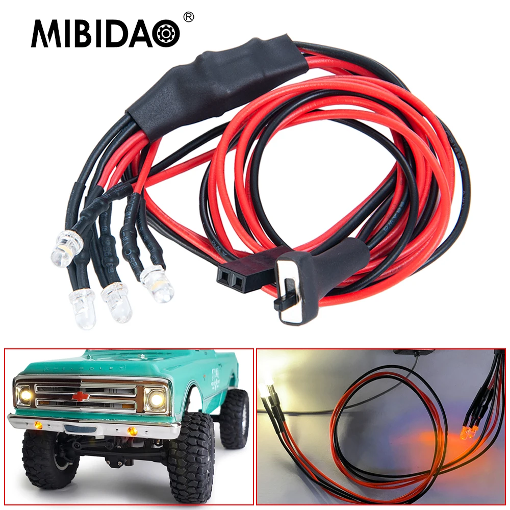 MIBIDAO Front Lamp LED Headlight Bumper Light Set for Axial SCX24 1/24 RC Crawler Car Model Upgrade Parts Accessories