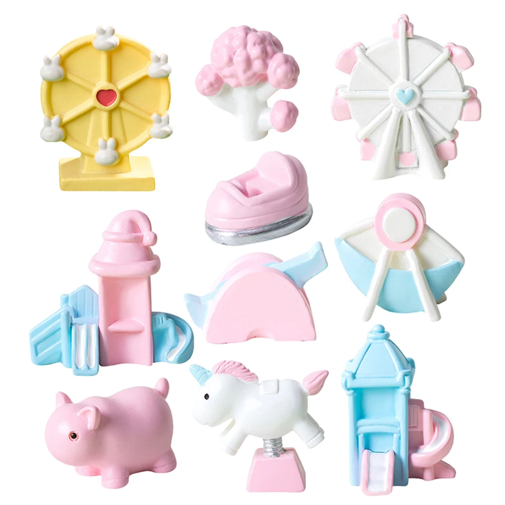 

10 PCS DIY Decorations Mini Bumper Cars Toy Playground Figurines Micro Landscape Cute Equipment
