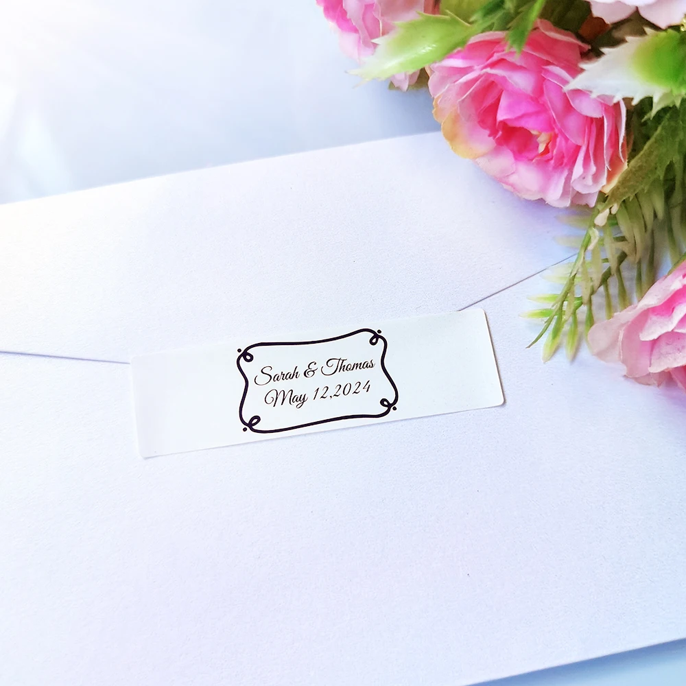 48pcs 20X70mm Customization Sticker Wedding Notice Letter Wedding Decoration ox Gift Key Candy Wedding Flowers