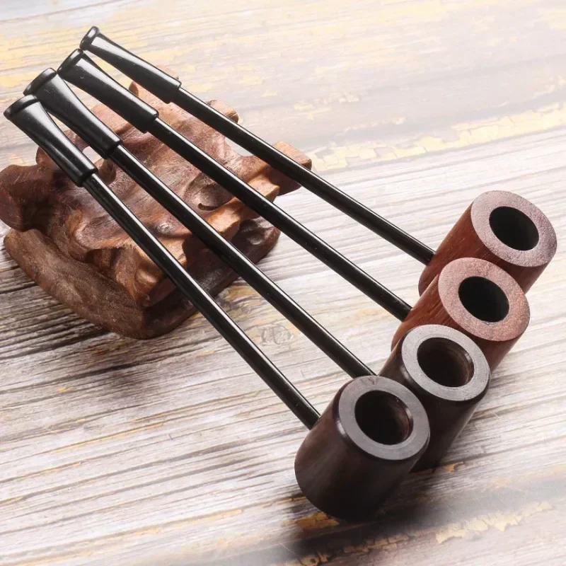 2pcs Red sandalwood Popeye pipe straight solid wood small pipe tobacco pipe