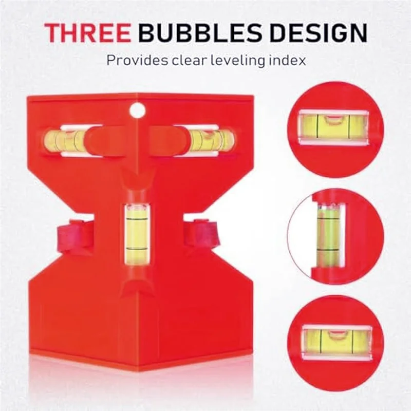 Y42A-4 szt. Poziomica do rur, słupków i poziomowania, składana poziomica z 3 szklankami, regulowana poziomica do rur z elastyczną pętlą