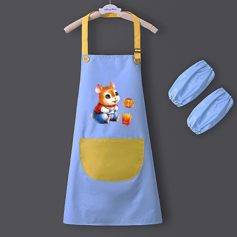 Fun Kitchen  Waterproof Apron Home Clean Cartoon  Animal Aprons Painting Aprons with Long Sleeve Dressing  Art Smocks Gifts