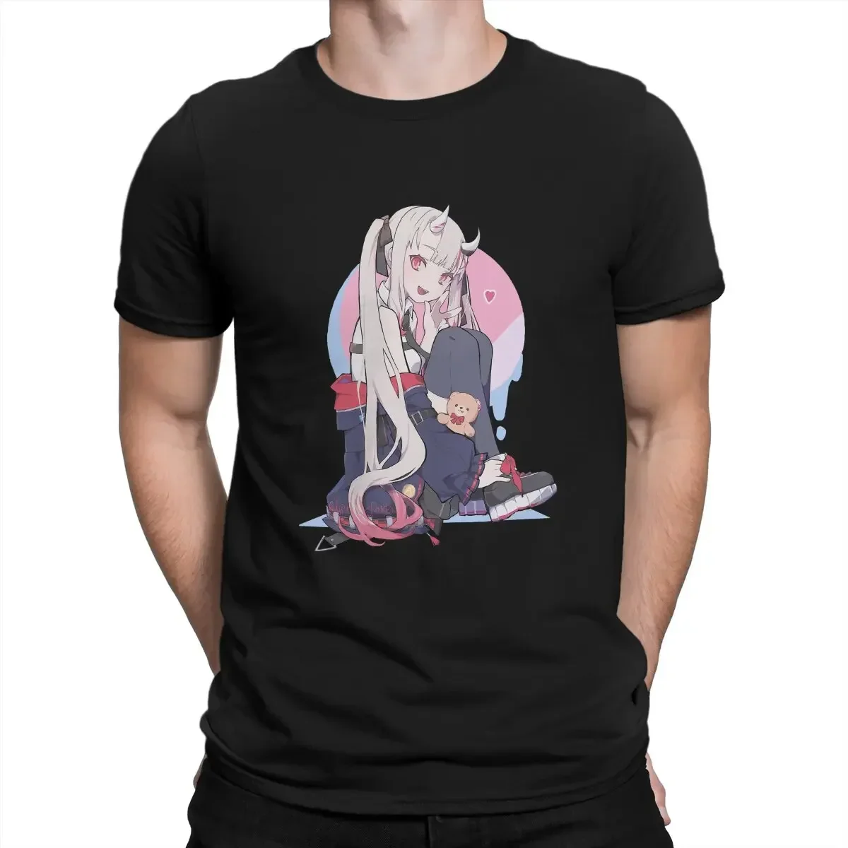 Hololive VTuber Polyester TShirts Nakiri Ayam Print Men's T Shirt New Trend Clothing