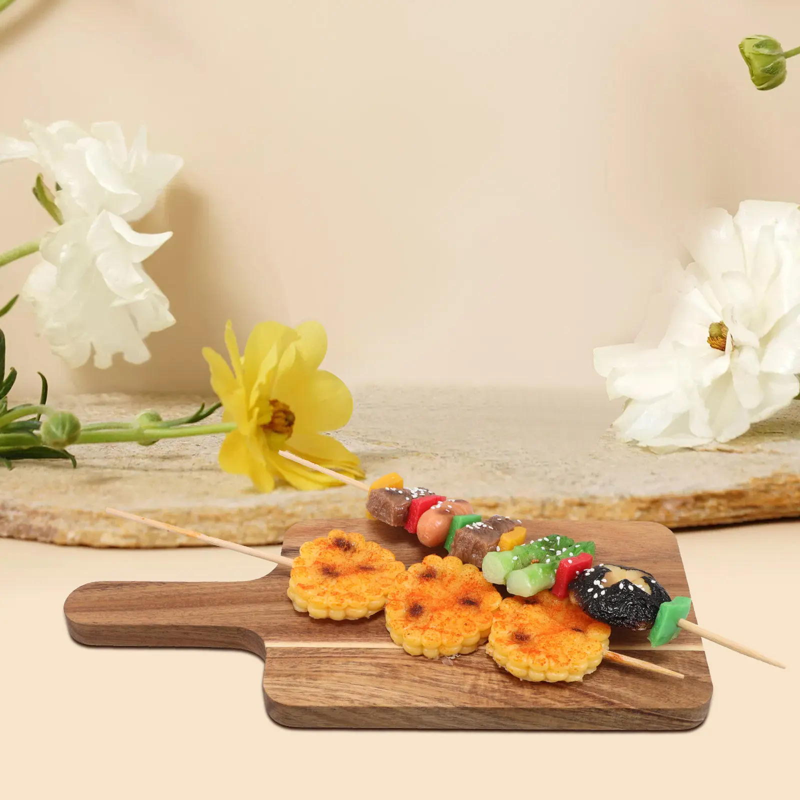

Wood Cutting Board Long Handle Small Wooden Chopping Paddle Rustic Natural Charcuterie Cheese Bread Serving Tray Kitchen Snack