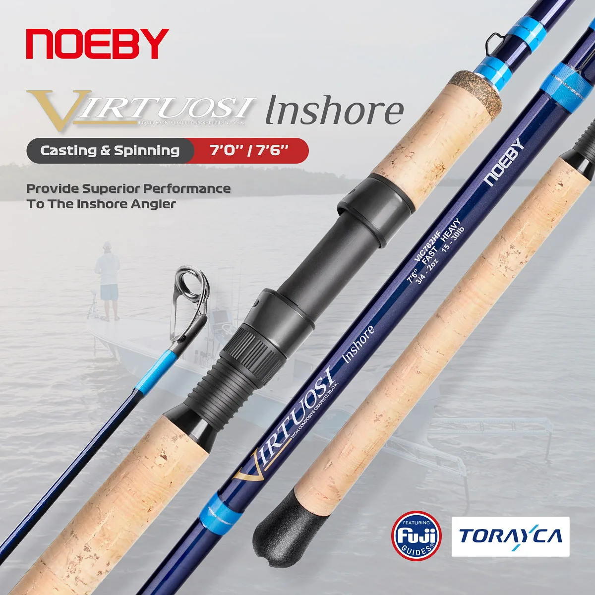 

Noeby Virtuosi Inshore Fishing Rod 2.13m 2.29m 2 Section Max Darg 15kg Fuji Toray Carbon Spinning Casting Sea Boat Kayak Rod