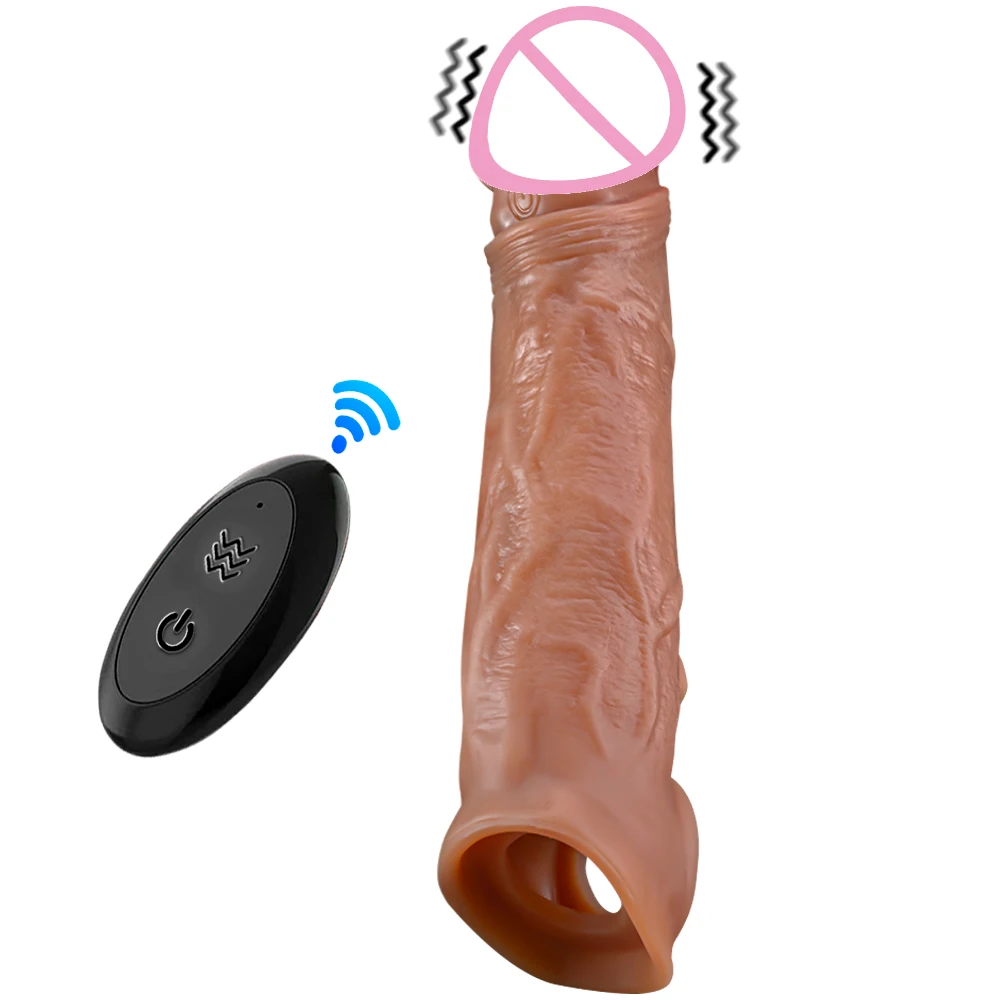 Condom Penis Extender Sleeve Vibrator Delay Ejaculation Intimate Goods Liquid silicone Sex Toys For Men  Couple Sex Shop