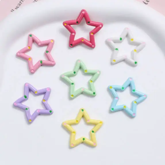 

Colorful Polka Dot Hollowed-Out Five-Pointed Star Resin Phone Case Accessory DIY Hairpin Jewelry Material for Wholesaling
